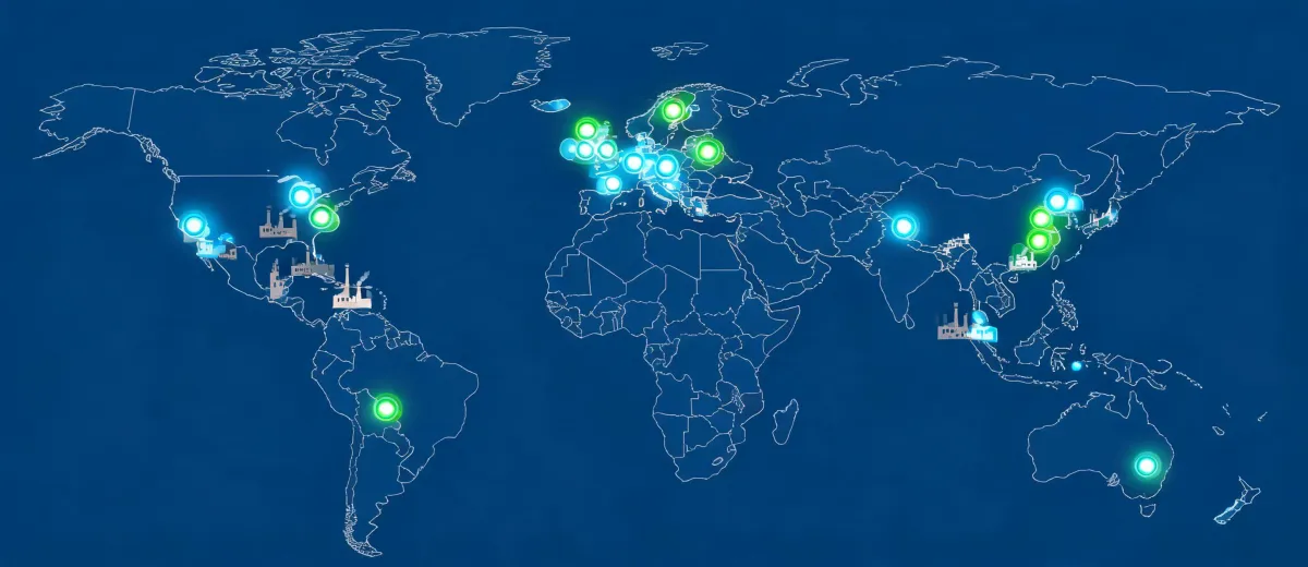 Global Dow facilities map with polymer production sites