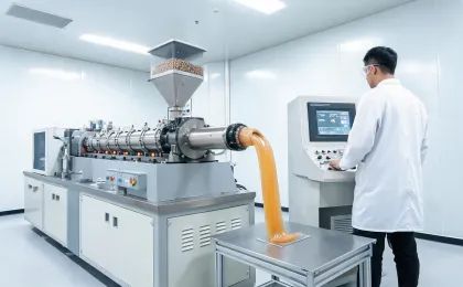 Resin extrusion line in pilot lab