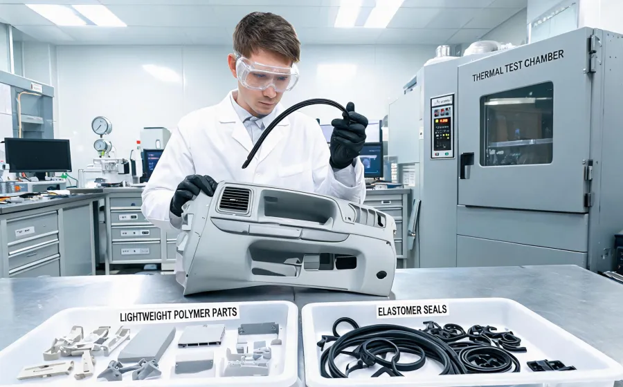 Automotive polymer components and elastomer testing
