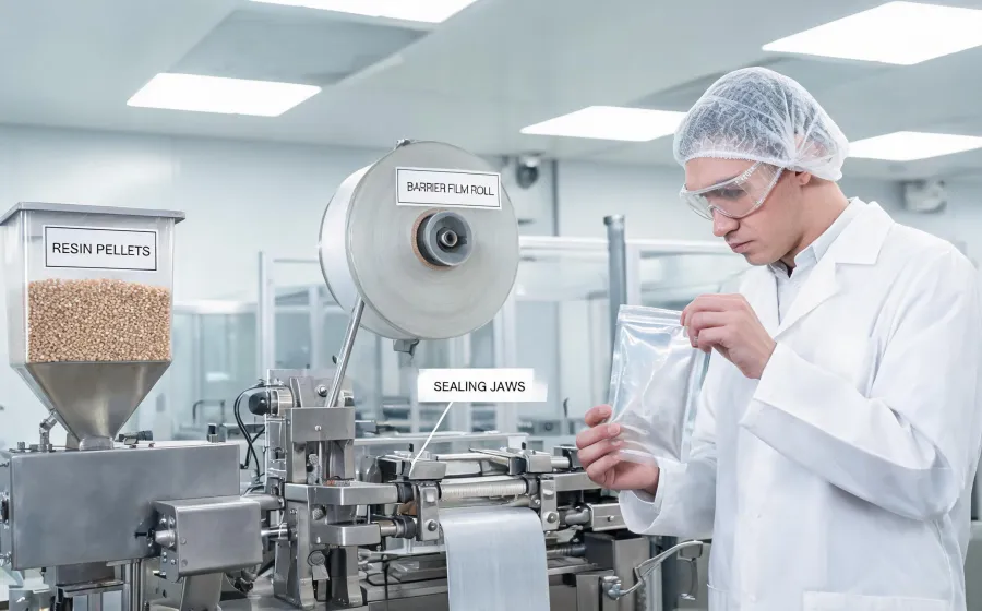 Flexible packaging line using polymer sealant resins