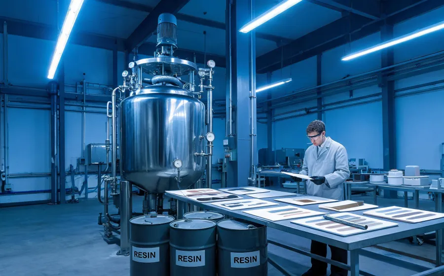 Industrial coating resin mixing and QC station